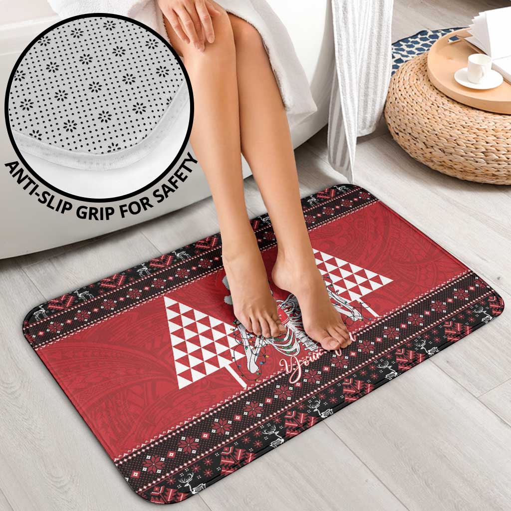 Personalized Hawaii Skull Christmas Bathroom Set Mele Kalikimaka Hawaiian Kakau - Polynesian Pride