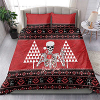 Personalized Hawaii Skull Christmas Bedding Set Mele Kalikimaka Hawaiian Kakau - Polynesian Pride