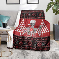 Personalized Hawaii Skull Christmas Blanket Mele Kalikimaka Hawaiian Kakau - Polynesian Pride