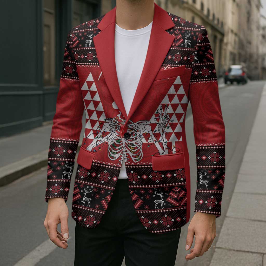 Personalized Hawaii Skull Christmas Blazer Mele Kalikimaka Hawaiian Kakau - Polynesian Pride