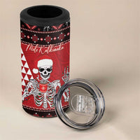 Personalized Hawaii Skull Christmas 4 in 1 Can Cooler Tumbler Mele Kalikimaka Hawaiian Kakau - Polynesian Pride