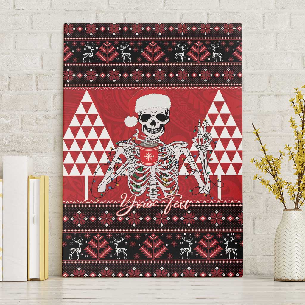 Personalized Hawaii Skull Christmas Canvas Wall Art Mele Kalikimaka Hawaiian Kakau - Polynesian Pride