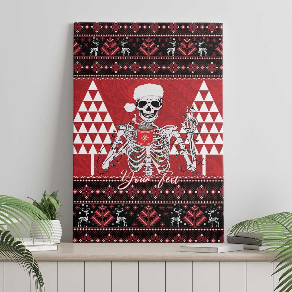 Personalized Hawaii Skull Christmas Canvas Wall Art Mele Kalikimaka Hawaiian Kakau - Polynesian Pride