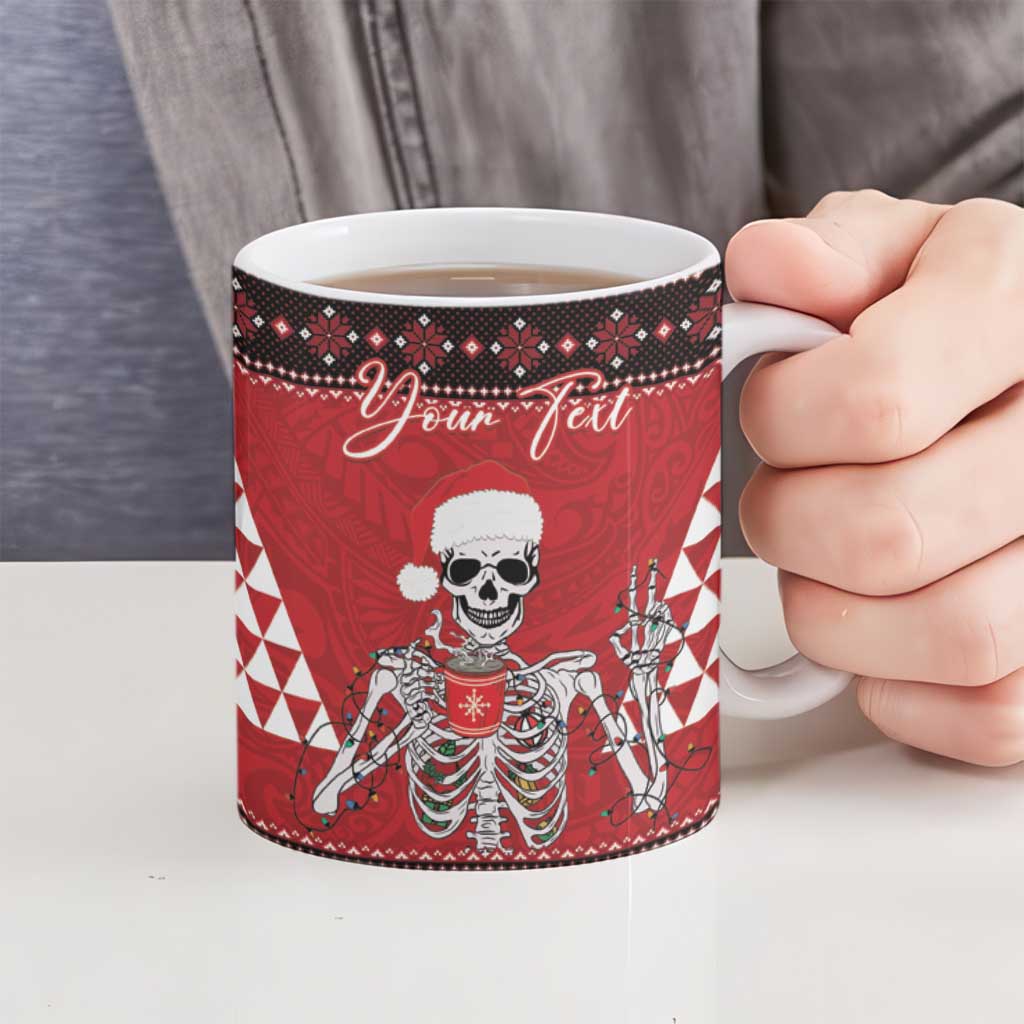 Personalized Hawaii Skull Christmas Ceramic Mug Mele Kalikimaka Hawaiian Kakau - Polynesian Pride