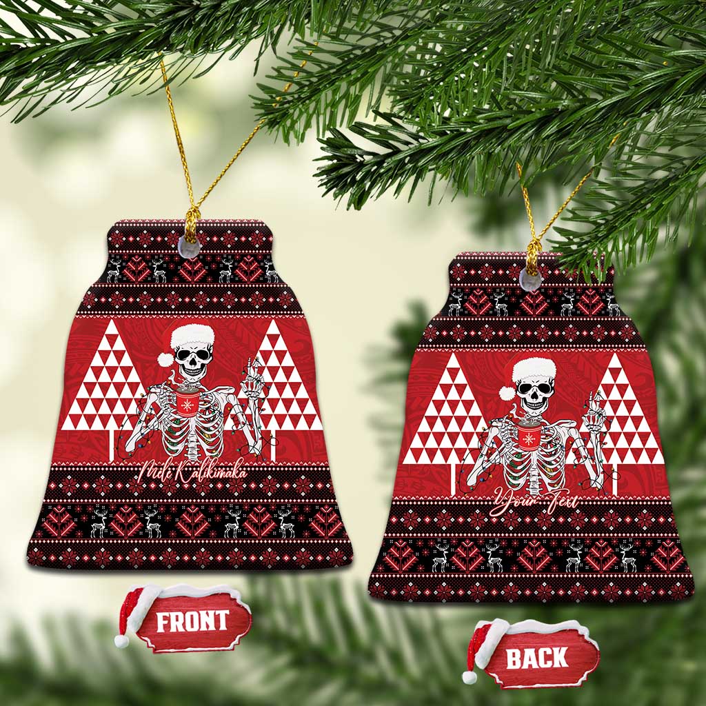 Personalized Hawaii Skull Christmas Ceramic Ornament Mele Kalikimaka Hawaiian Kakau - Polynesian Pride