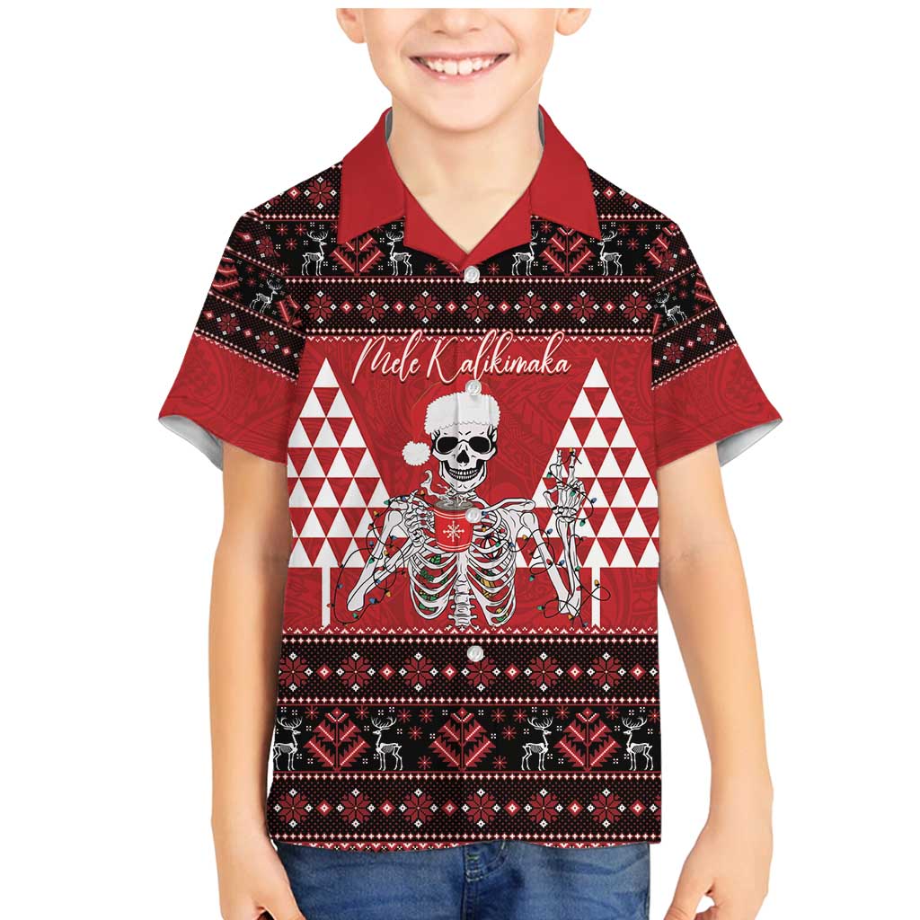 Personalized Hawaii Skull Christmas Family Matching Mermaid Dress and Hawaiian Shirt Mele Kalikimaka Hawaiian Kakau - Polynesian Pride