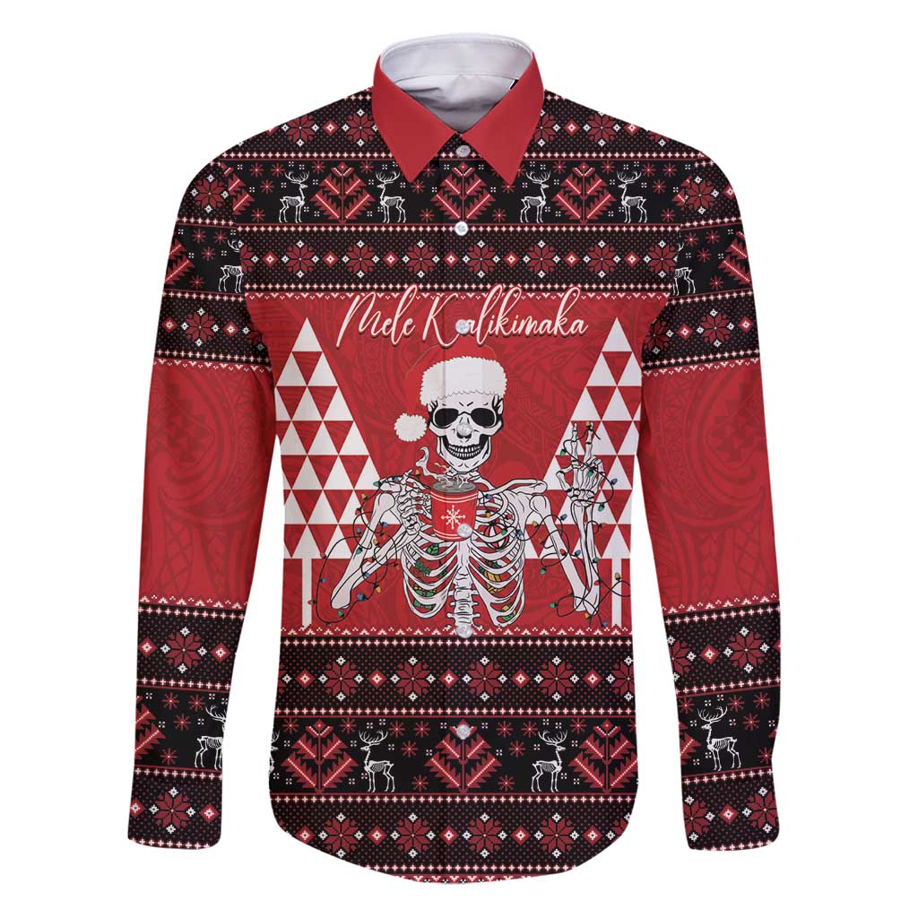 Personalized Hawaii Skull Christmas Family Matching Puletasi and Hawaiian Shirt Mele Kalikimaka Hawaiian Kakau - Polynesian Pride