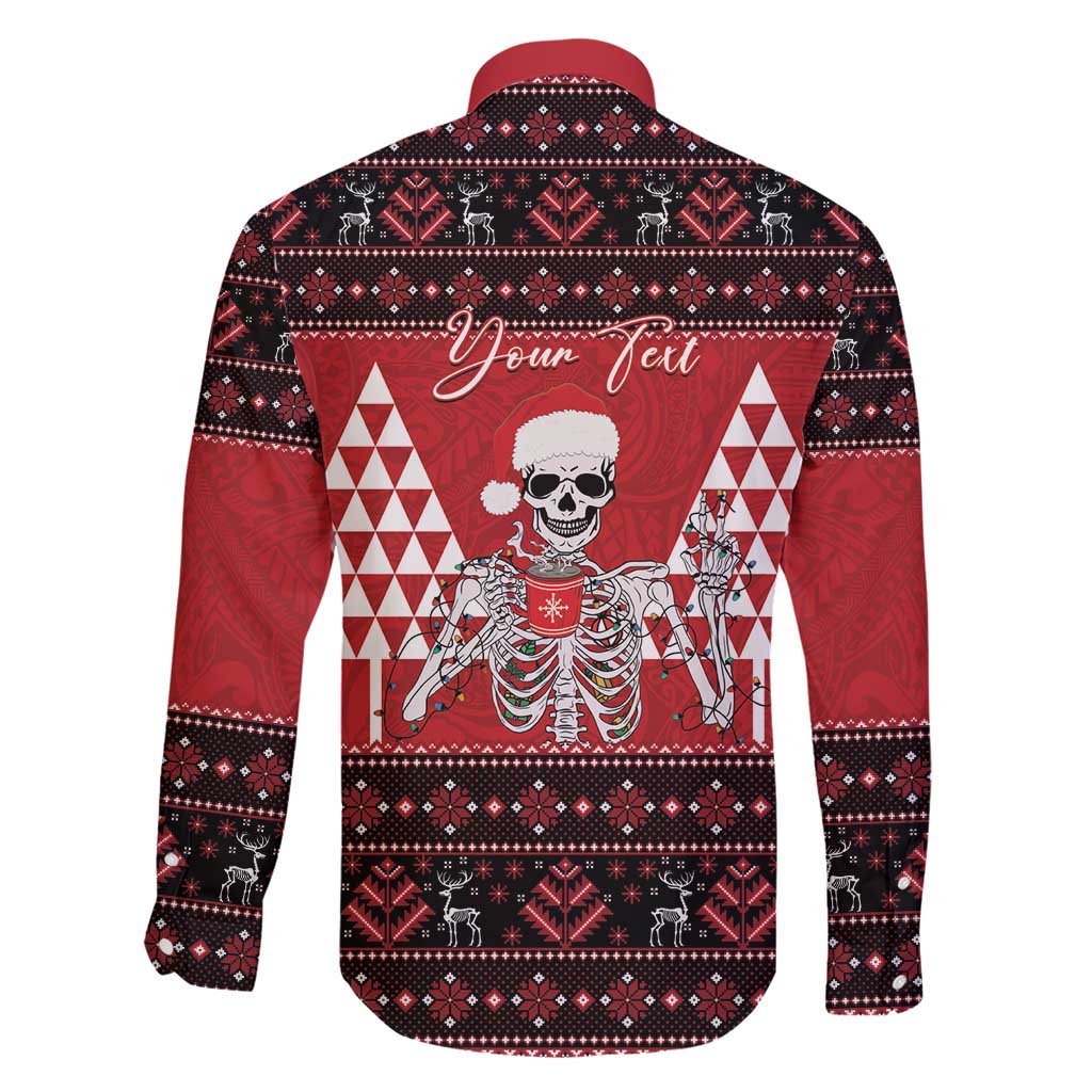 Personalized Hawaii Skull Christmas Family Matching Short Sleeve Bodycon Dress and Hawaiian Shirt Mele Kalikimaka Hawaiian Kakau - Polynesian Pride