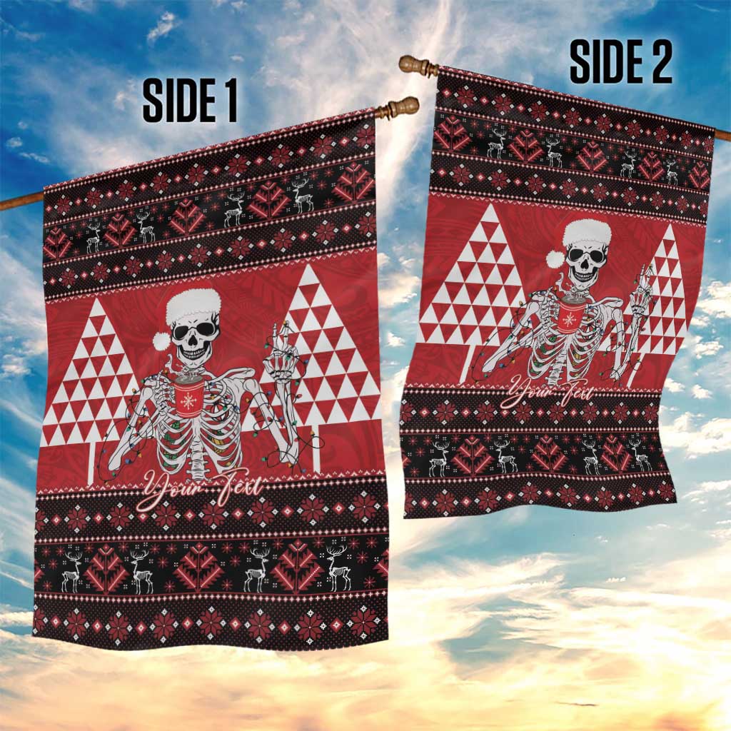 Personalized Hawaii Skull Christmas Garden Flag Mele Kalikimaka Hawaiian Kakau - Polynesian Pride