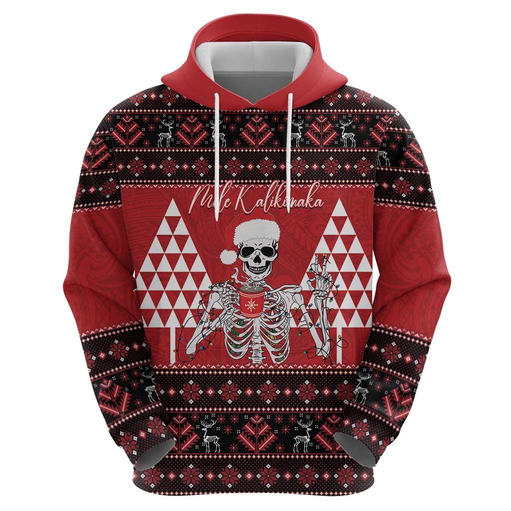 Personalized Hawaii Skull Christmas Hoodie Mele Kalikimaka Hawaiian Kakau - Polynesian Pride