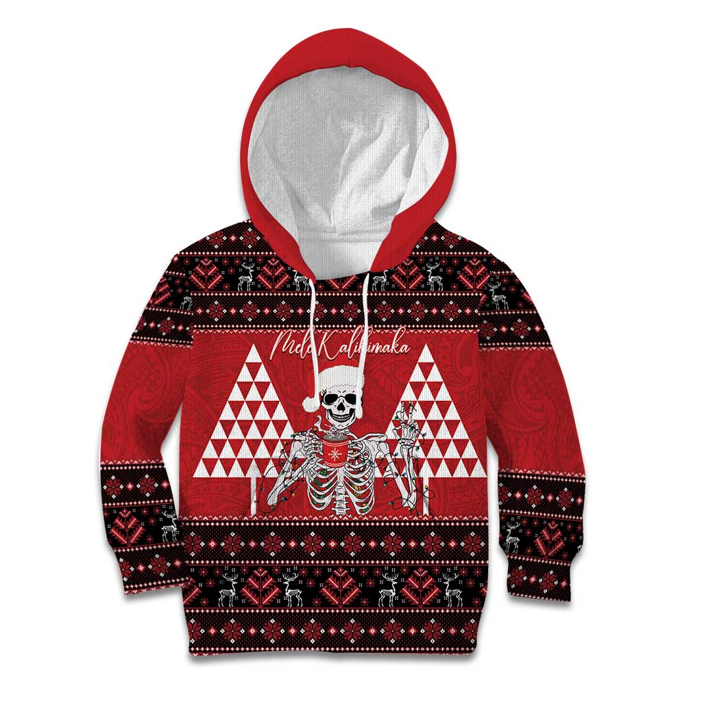 Personalized Hawaii Skull Christmas Kid Hoodie Mele Kalikimaka Hawaiian Kakau - Polynesian Pride