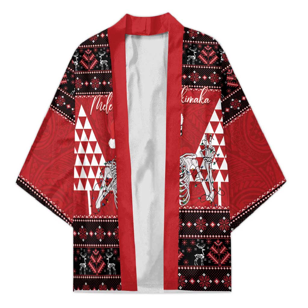Personalized Hawaii Skull Christmas Kimono Mele Kalikimaka Hawaiian Kakau - Polynesian Pride
