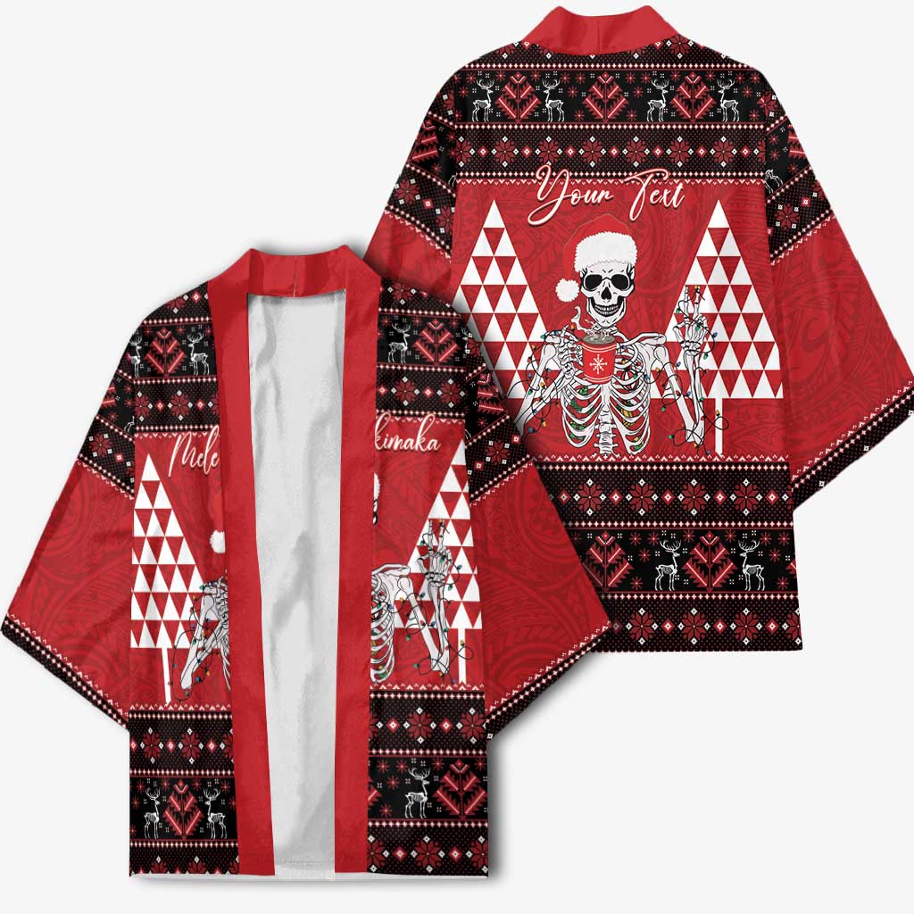 Personalized Hawaii Skull Christmas Kimono Mele Kalikimaka Hawaiian Kakau - Polynesian Pride