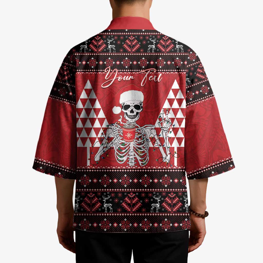 Personalized Hawaii Skull Christmas Kimono Mele Kalikimaka Hawaiian Kakau - Polynesian Pride