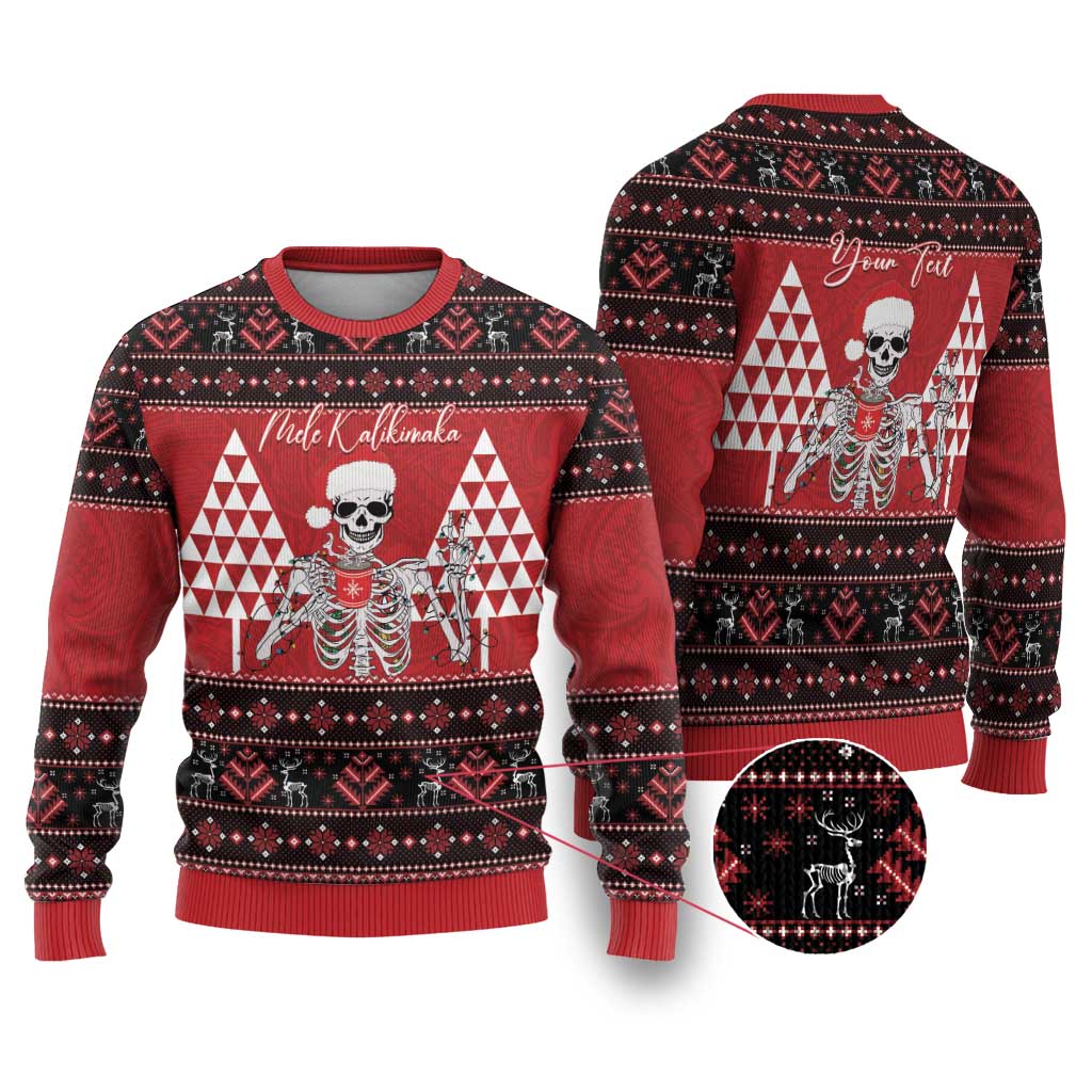 Personalized Hawaii Skull Christmas Ugly Christmas Sweater Mele Kalikimaka Hawaiian Kakau - Polynesian Pride
