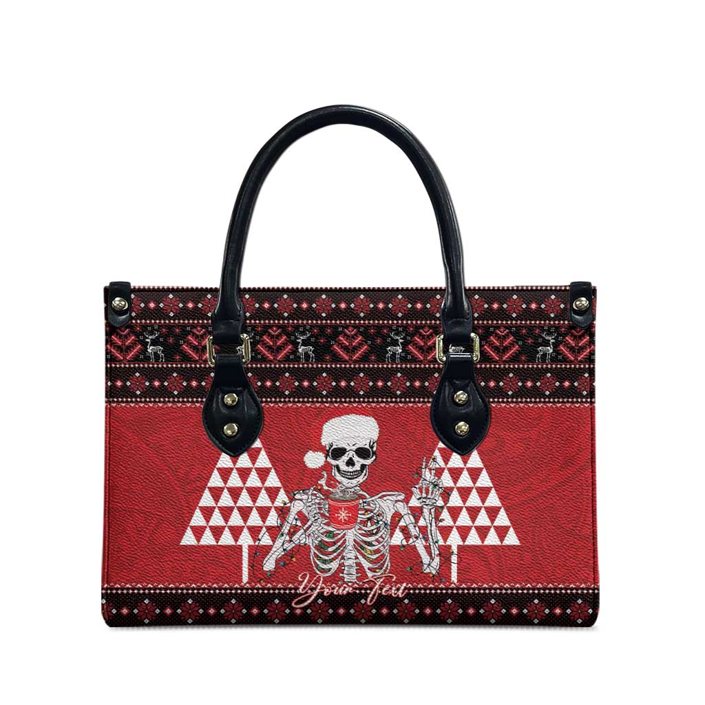 Personalized Hawaii Skull Christmas Leather Bag Mele Kalikimaka Hawaiian Kakau - Polynesian Pride