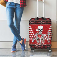 Personalized Hawaii Skull Christmas Luggage Cover Mele Kalikimaka Hawaiian Kakau - Polynesian Pride