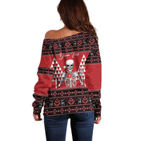 Personalized Hawaii Skull Christmas Off Shoulder Sweater Mele Kalikimaka Hawaiian Kakau - Polynesian Pride