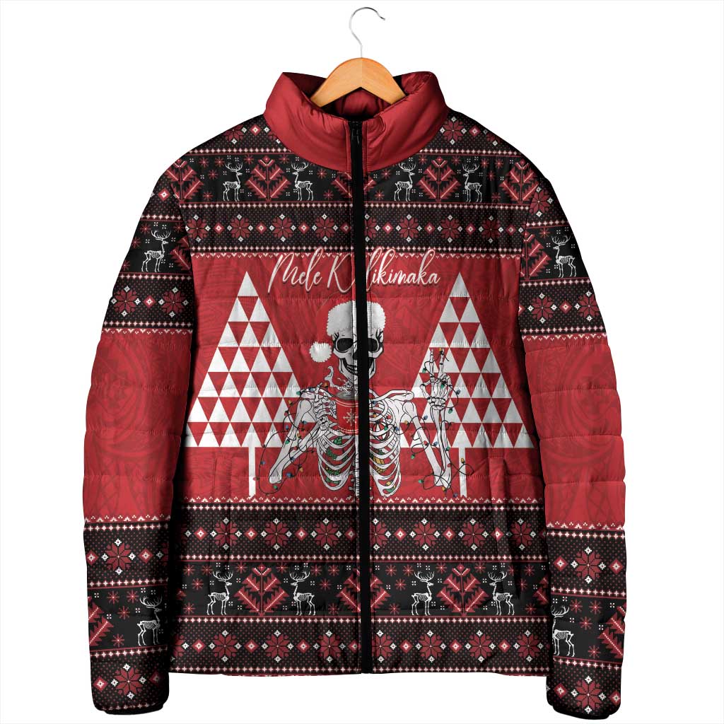 Personalized Hawaii Skull Christmas Padded Jacket Mele Kalikimaka Hawaiian Kakau - Polynesian Pride
