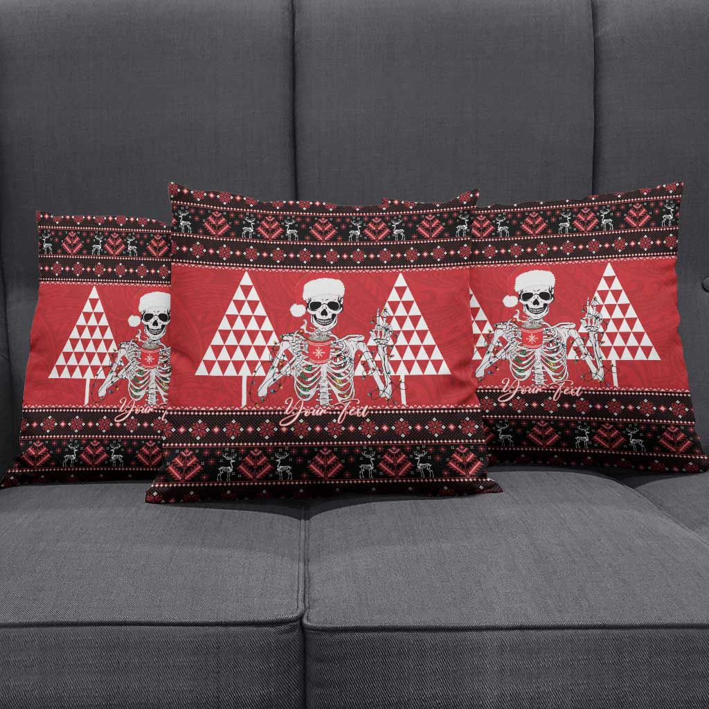 Personalized Hawaii Skull Christmas Pillow Cover Mele Kalikimaka Hawaiian Kakau - Polynesian Pride