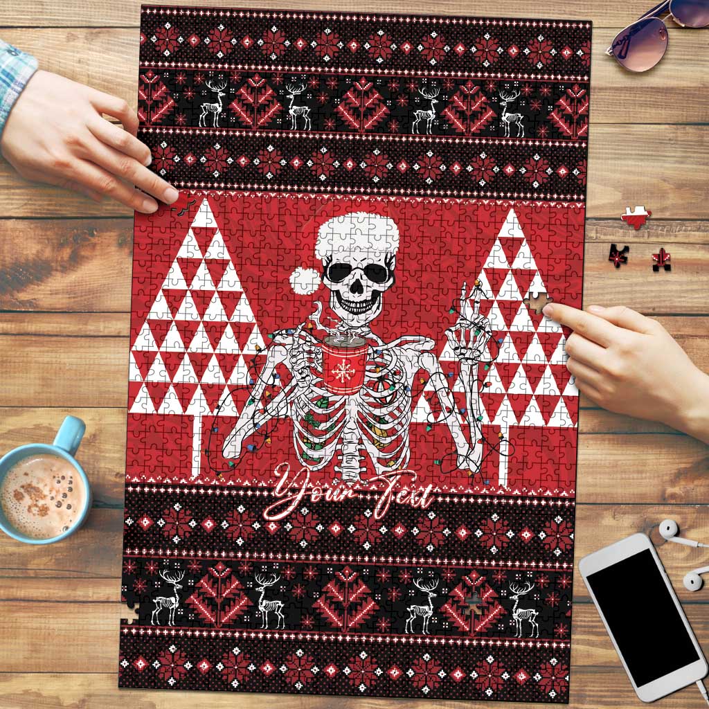 Personalized Hawaii Skull Christmas Puzzle Mele Kalikimaka Hawaiian Kakau - Polynesian Pride