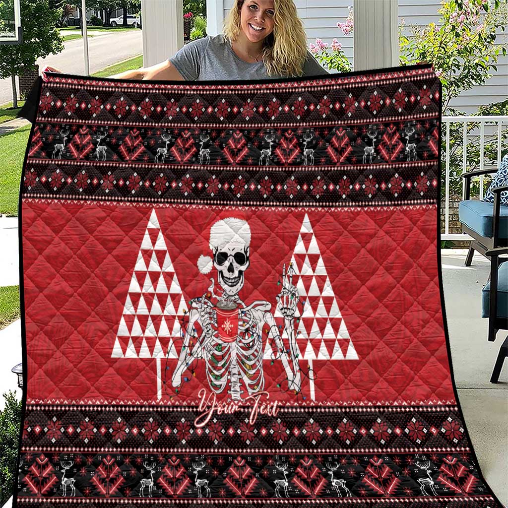 Personalized Hawaii Skull Christmas Quilt Mele Kalikimaka Hawaiian Kakau - Polynesian Pride