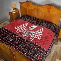 Personalized Hawaii Skull Christmas Quilt Mele Kalikimaka Hawaiian Kakau - Polynesian Pride