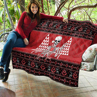 Personalized Hawaii Skull Christmas Quilt Mele Kalikimaka Hawaiian Kakau - Polynesian Pride