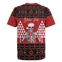 Personalized Hawaii Skull Christmas Rugby Jersey Mele Kalikimaka Hawaiian Kakau - Polynesian Pride