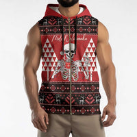Personalized Hawaii Skull Christmas Sleeveless Zip Hoodie Mele Kalikimaka Hawaiian Kakau - Polynesian Pride