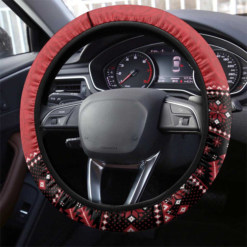 Hawaii Skull Christmas Steering Wheel Cover Mele Kalikimaka Hawaiian Kakau - Polynesian Pride