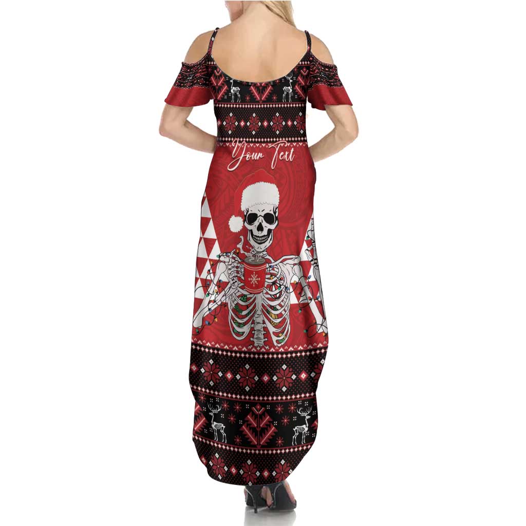 Personalized Hawaii Skull Christmas Summer Maxi Dress Mele Kalikimaka Hawaiian Kakau - Polynesian Pride