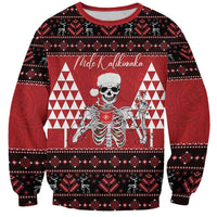 Personalized Hawaii Skull Christmas Sweatshirt Mele Kalikimaka Hawaiian Kakau - Polynesian Pride