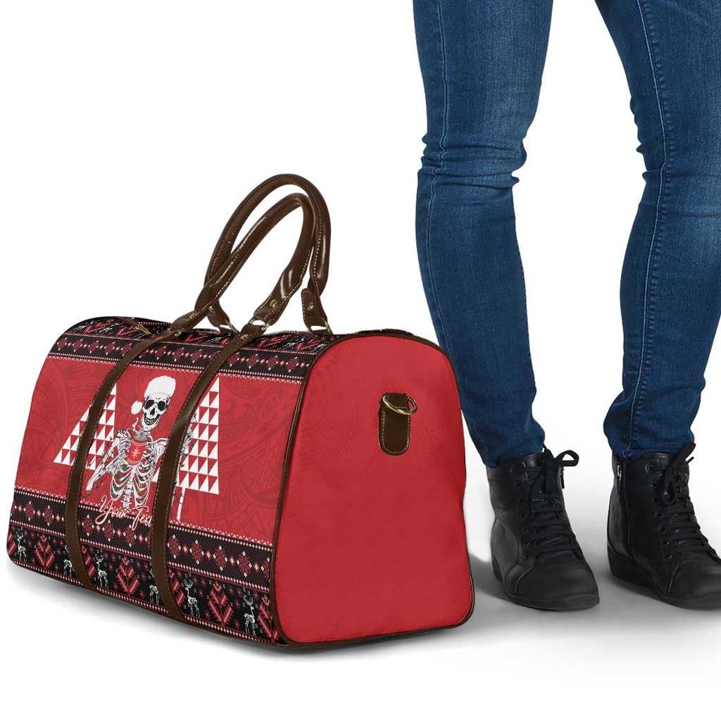 Personalized Hawaii Skull Christmas Travel Bag Mele Kalikimaka Hawaiian Kakau - Polynesian Pride