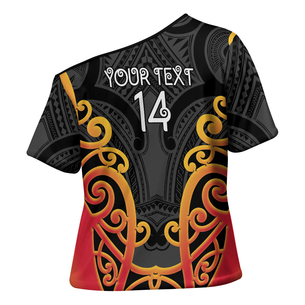 Waikato Custom Rugby New Zealand Cross Shoulder Shirt Aotearoa Maori Pukana Tiki Mascot