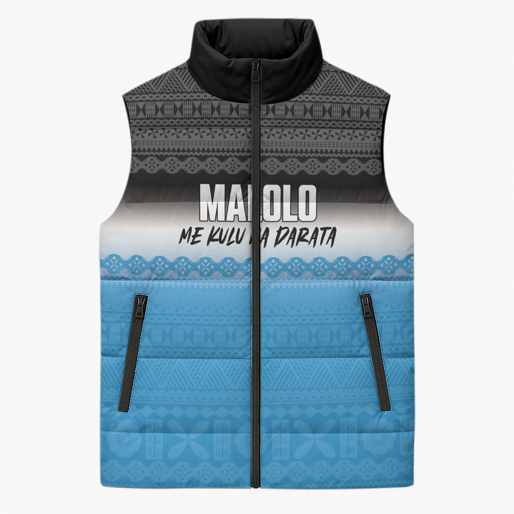 Malolo Fiji 2026 Rugby Personalised Sleeveless Puffer Jacket Me Kulu Na Darata Fijian Tapa Pattern