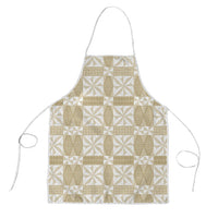 Beige Ngatu Pattern Malo e Lelei Tonga Apron LT14 Beige - Polynesian Pride