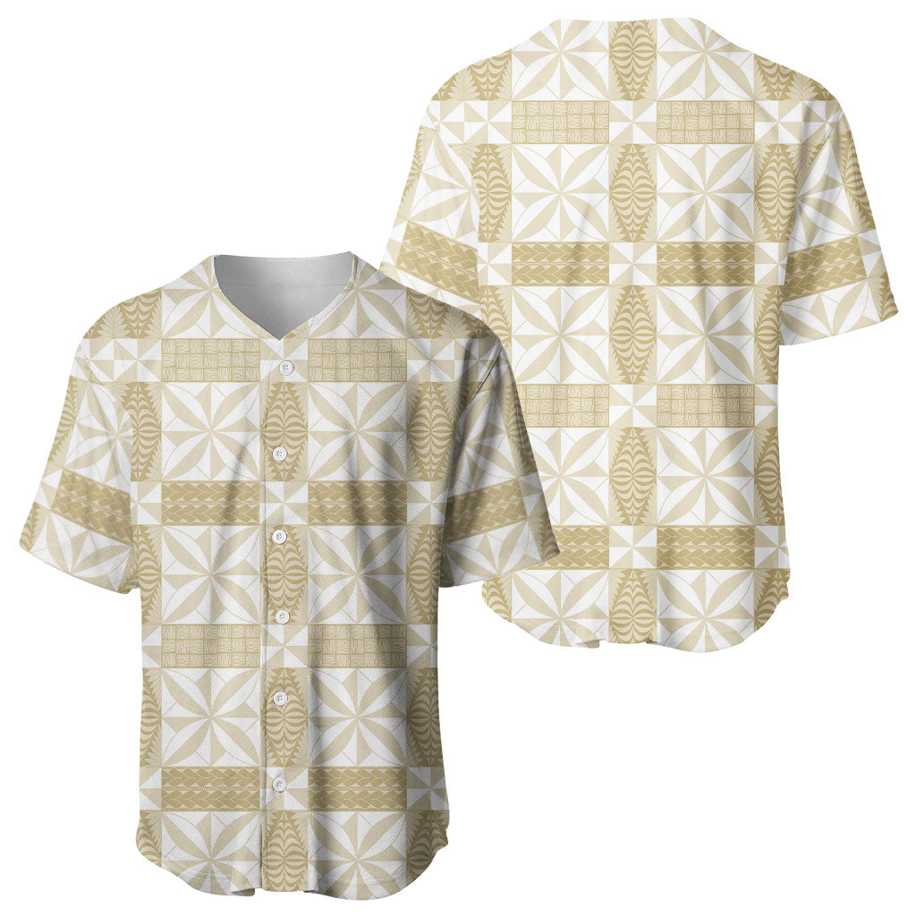 Beige Ngatu Pattern Malo e Lelei Tonga Baseball Jersey LT14 - Polynesian Pride
