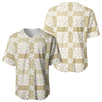 Beige Ngatu Pattern Malo e Lelei Tonga Baseball Jersey LT14 - Polynesian Pride