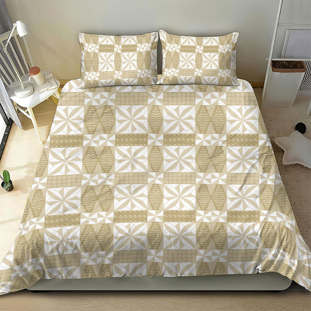Beige Ngatu Pattern Malo e Lelei Tonga Bedding Set LT14 - Polynesian Pride