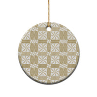 Beige Ngatu Pattern Malo e Lelei Tonga Ceramic Ornament LT14 - Polynesian Pride