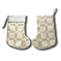 Beige Ngatu Pattern Malo e Lelei Tonga Christmas Stocking LT14 - Polynesian Pride