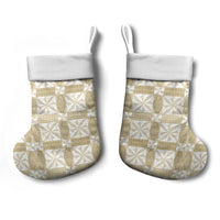 Beige Ngatu Pattern Malo e Lelei Tonga Christmas Stocking LT14 - Polynesian Pride