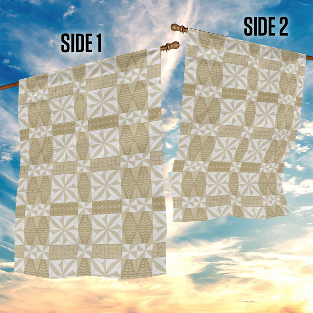 Beige Ngatu Pattern Malo e Lelei Tonga Garden Flag LT14 - Polynesian Pride