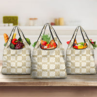 Beige Ngatu Pattern Malo e Lelei Tonga Grocery Bag LT14 3-pack One Size Beige - Polynesian Pride