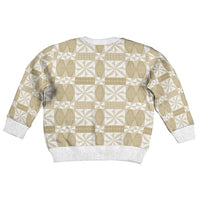 Beige Ngatu Pattern Malo e Lelei Tonga Kid Ugly Christmas Sweater LT14 - Polynesian Pride