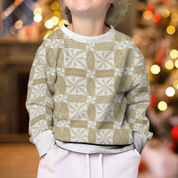 Beige Ngatu Pattern Malo e Lelei Tonga Kid Ugly Christmas Sweater LT14 - Polynesian Pride