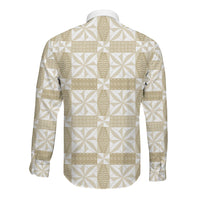 Beige Ngatu Pattern Malo e Lelei Tonga Long Sleeve Button Shirt LT14 - Polynesian Pride