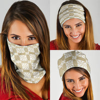 Beige Ngatu Pattern Malo e Lelei Tonga Neck Gaiter LT14 - Polynesian Pride