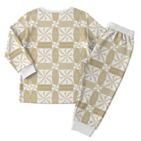 Beige Ngatu Pattern Malo e Lelei Tonga Christmas Pajama Set LT14 - Polynesian Pride